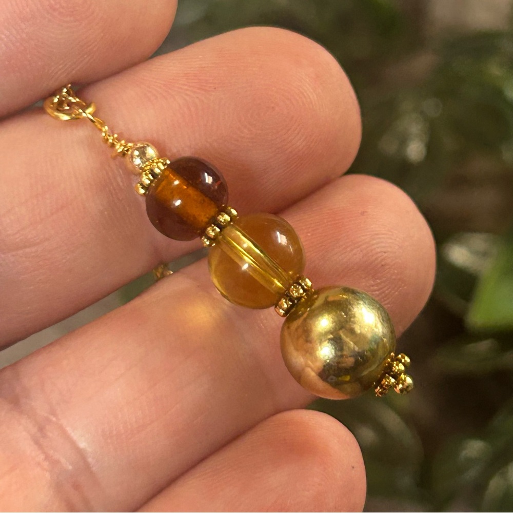 Handcrafted vintage bead drop pendant on chain necklace